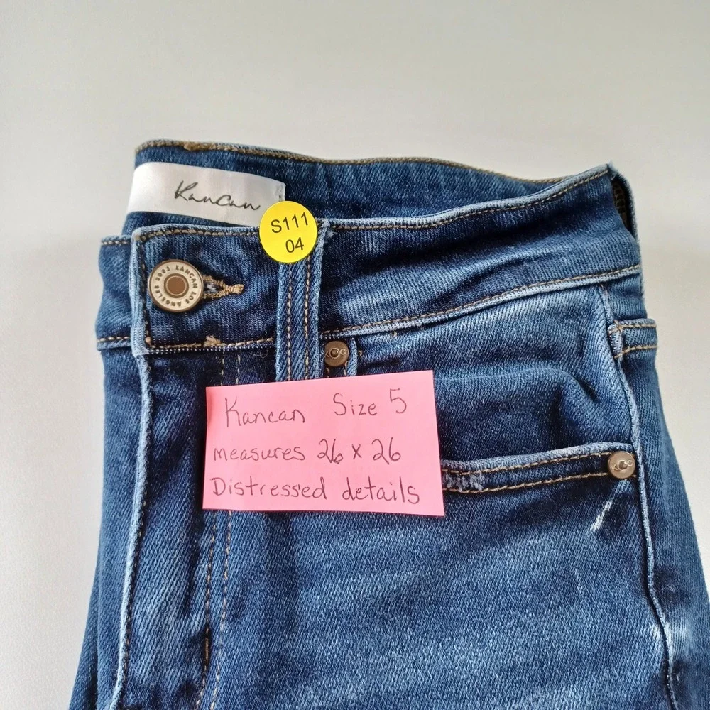 KanCan Jeans Womens 5 Blue High Rise Skinny Frayed Hem Distressed Denim